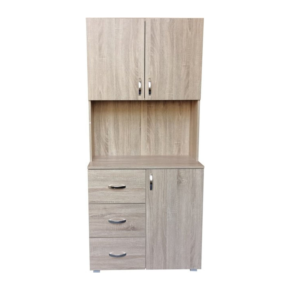 HTI-Living Buffet Küchenschrank Modern in Weiß und Eiche Natur mit Drehtüren, H x B x T: 180 x 80 x 80 cm - Bild 1