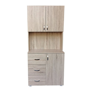 HTI-Living Buffet Küchenschrank Modern in Weiß und Eiche Natur mit Drehtüren, H x B x T: 180 x 80 x 80 cm