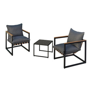 HTI-Living Gartenmöbel-Set Cirella Modern aus Metall für 2 Personen in Schwarz und Grau