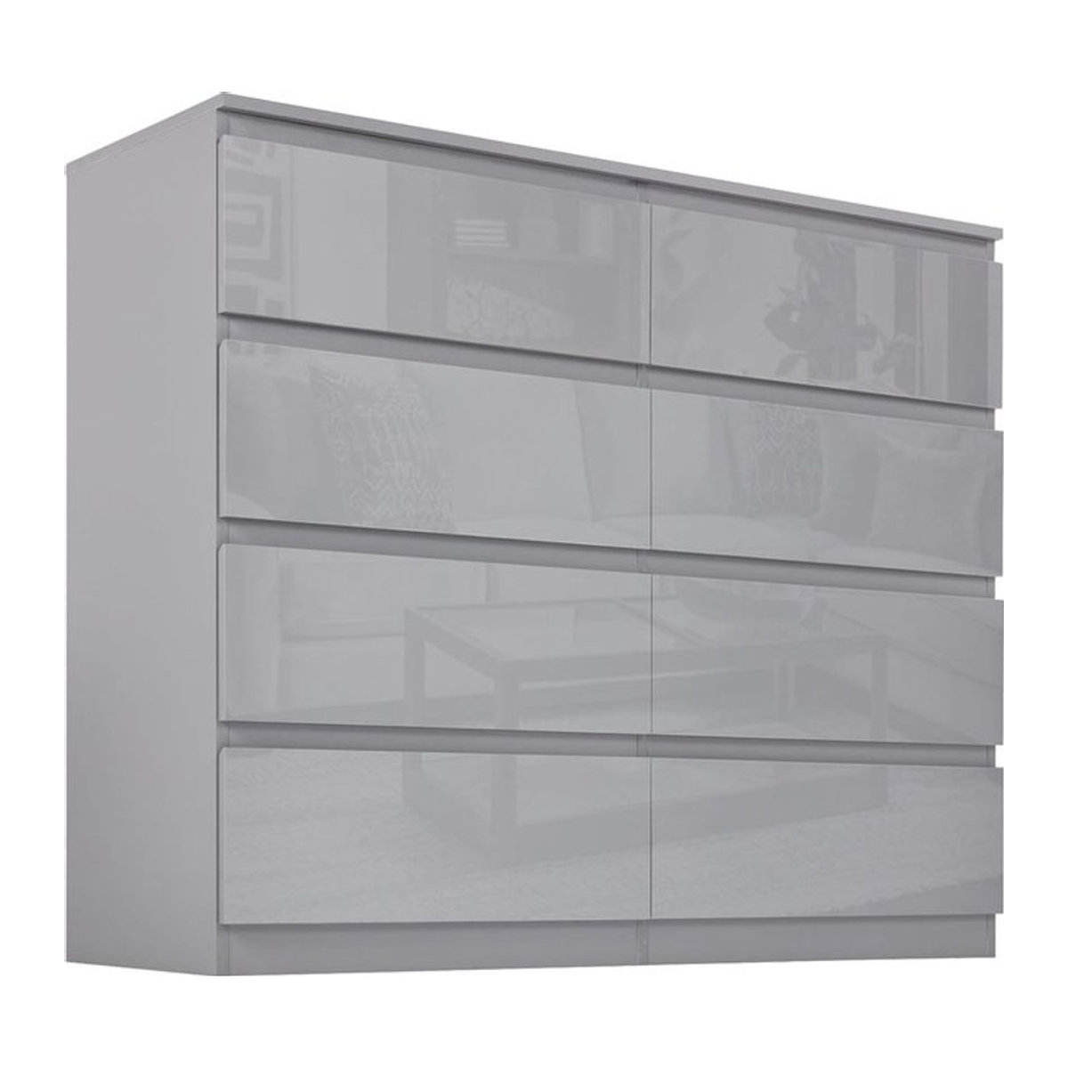 HTI-Living Kommode Kenji mit 8 Schubladen in Grau Hochglanz Modern Minimalistisch - Bild 1