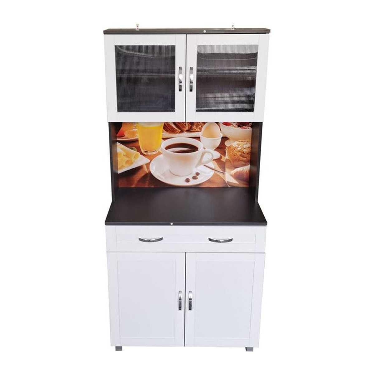HTI-Living Küchenbuffet Blanca Bistro Modern mit Glasteil in Grau/Weiß, B: 170 cm, H: 80 cm, T: 40 cm - Bild 1
