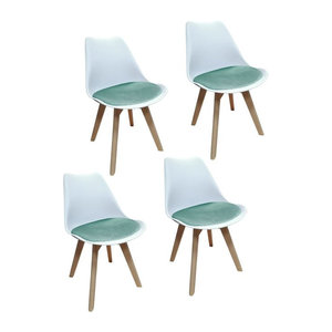 HTI-Living Polsterstuhl Atlanta Modern in Weiß und Türkis mit Samtbezug