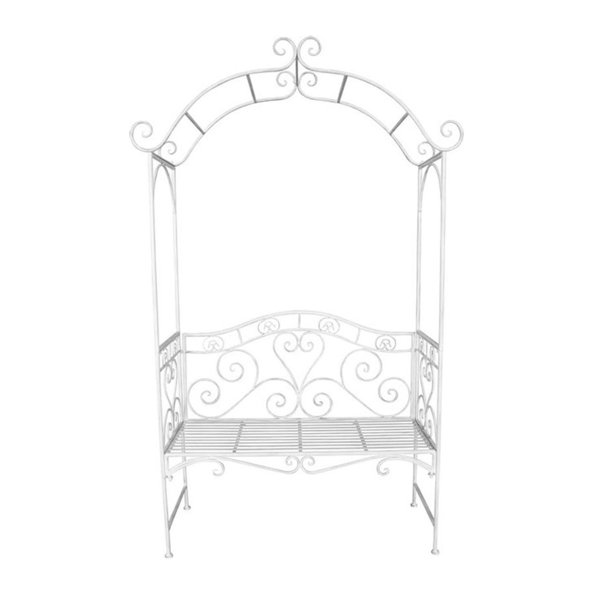 HTI-Living Rosenbogen Celia mit Gartenbank aus Metall in Weiß im Landhausstil - Bild 1