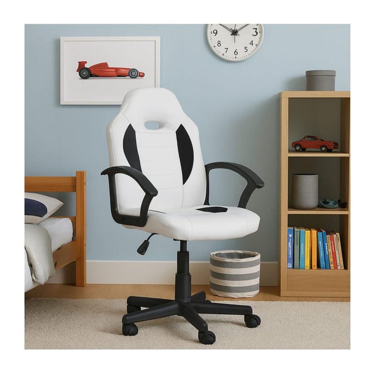 HTI-Living Schreibtischstuhl Daytona Junior höhenverstellbar aus Kunstleder in Weiß-Schwarz - Bild 1