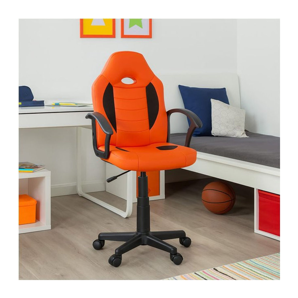 HTI-Living Schreibtischstuhl Daytona Junior Modern aus Kunstleder in Orange höhenverstellbar - Bild 1