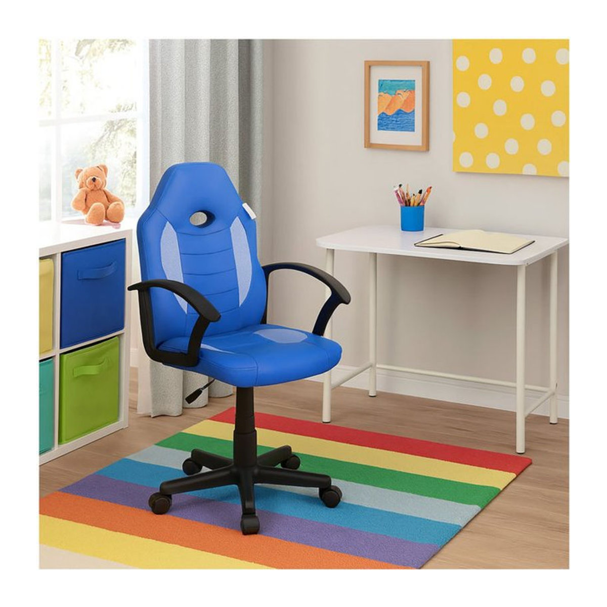 HTI-Living Schreibtischstuhl Daytona Junior Modern Blau aus Kunstleder höhenverstellbar - Bild 1