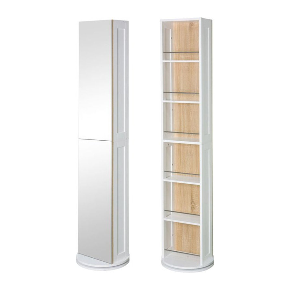 HTI-Living Standspiegel mit Regal und Drehfunktion in Weiß aus Holz, Modern, Höhe: 165 cm - Bild 1