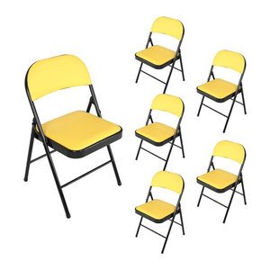 HTI-Living Wedigo Klappstühle 6er Set aus Metall und Kunstleder in Gelb