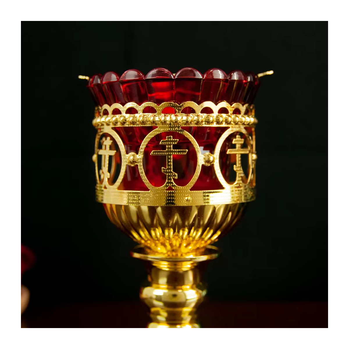 HTISOK Orthodoxe Heilige Öllampe aus Metall in Gold für religiöse Rituale - Bild 4