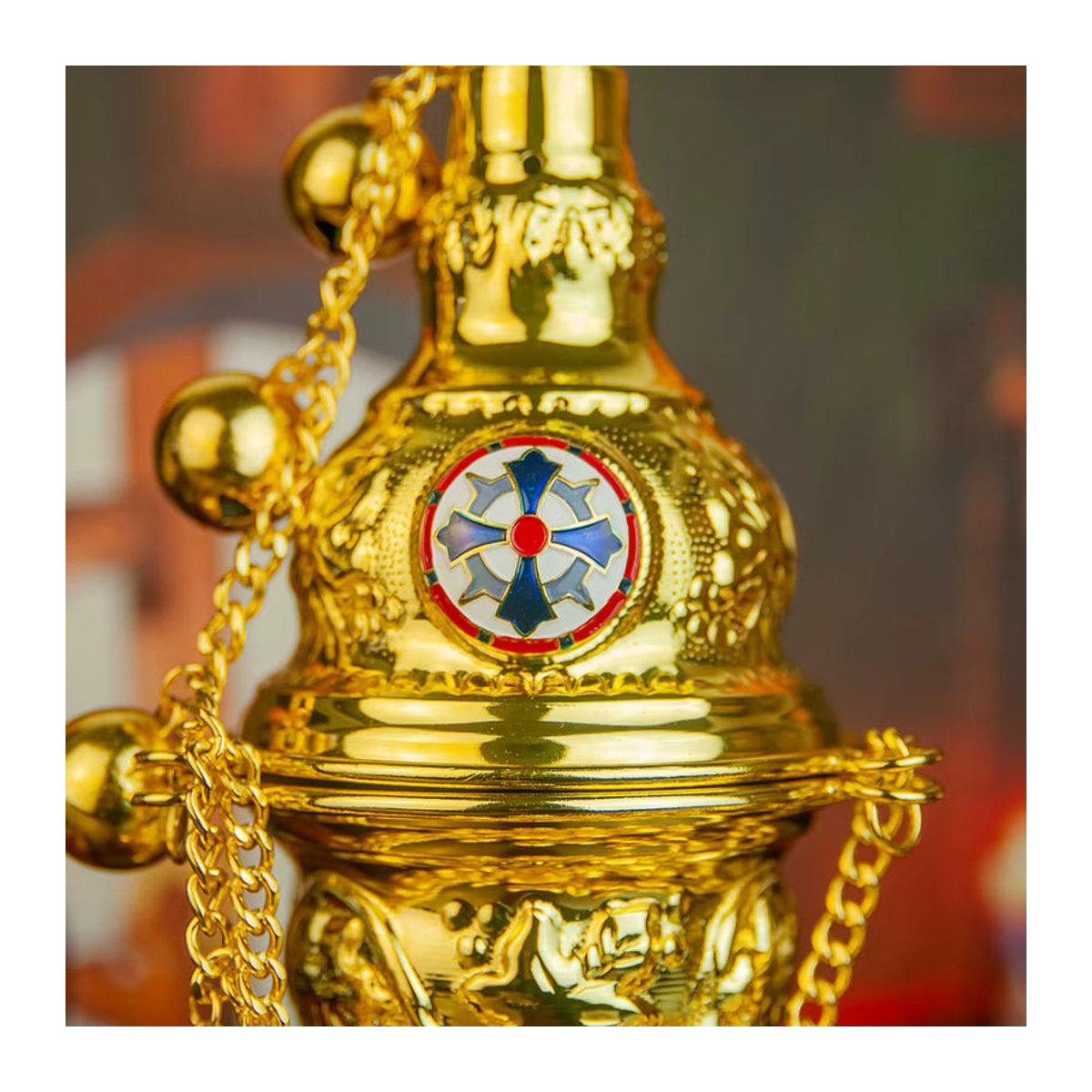 HTISOK Orthodoxes Räuchergefäß in Gold mit Kette für die Kirche und Ostern - Bild 3