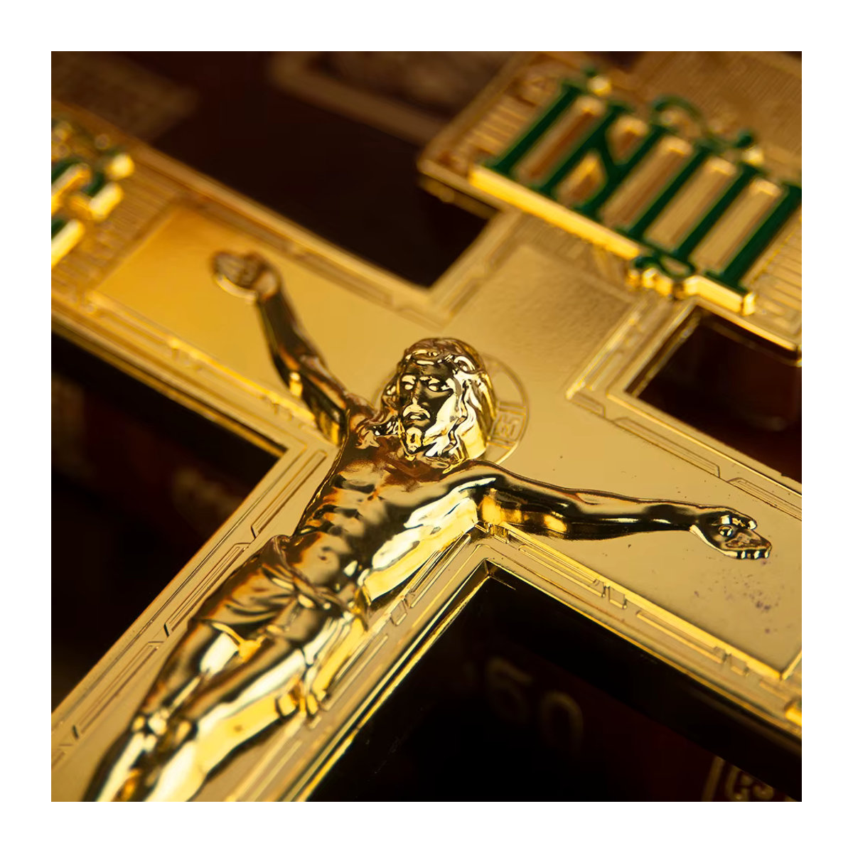 HTISOK Östliches orthodoxes Kreuz aus Metall in Gold als Kirchendekoration und Gebetszubehör - Bild 6