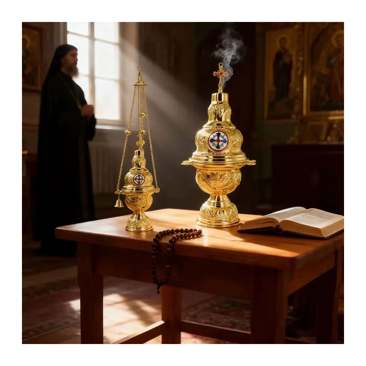 HTISOK Vergoldetes Räuchergefäß für die orthodoxe Kirche mit 12 Glocken in Gold - Bild 2