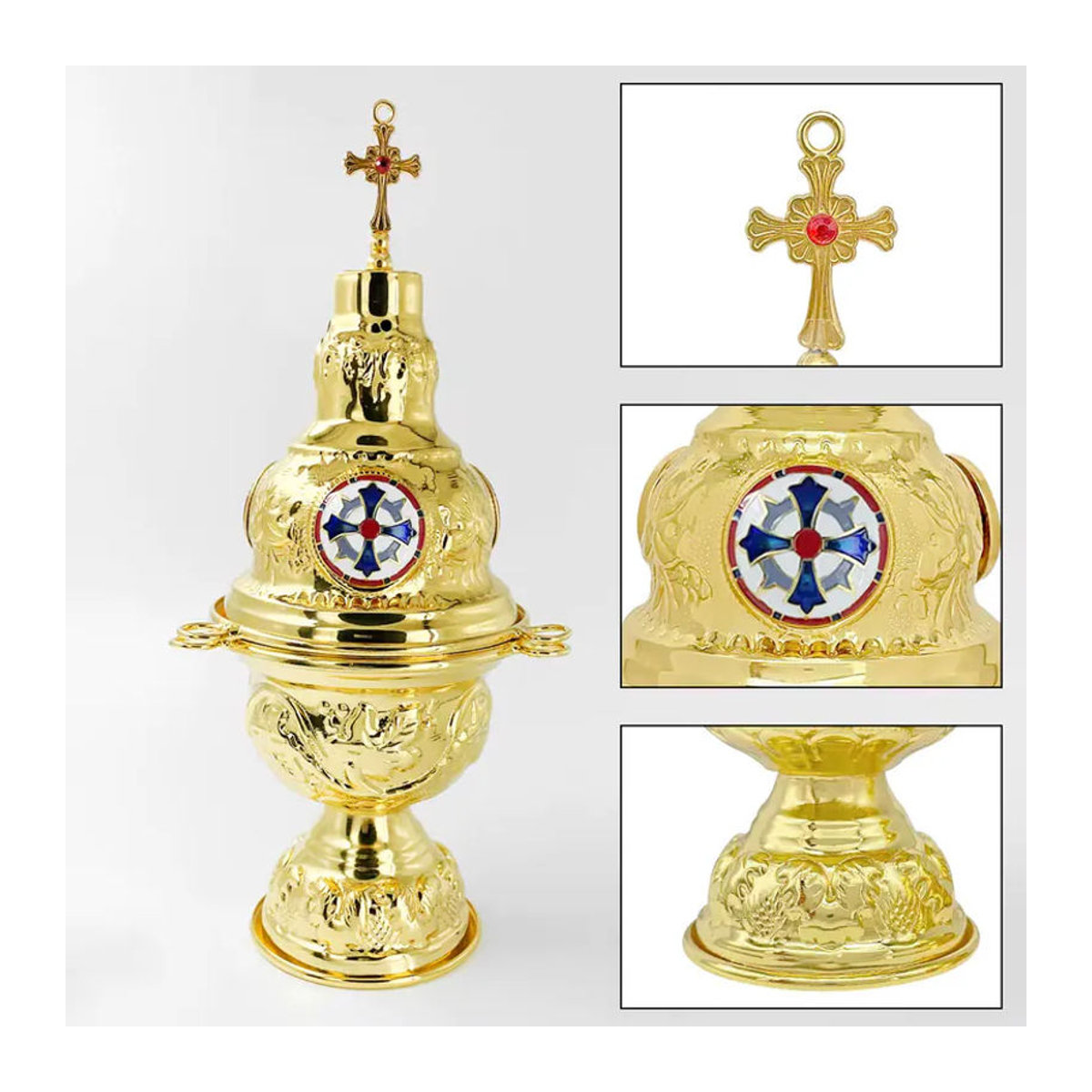 HTISOK Vergoldetes Räuchergefäß für die orthodoxe Kirche mit 12 Glocken in Gold - Bild 6
