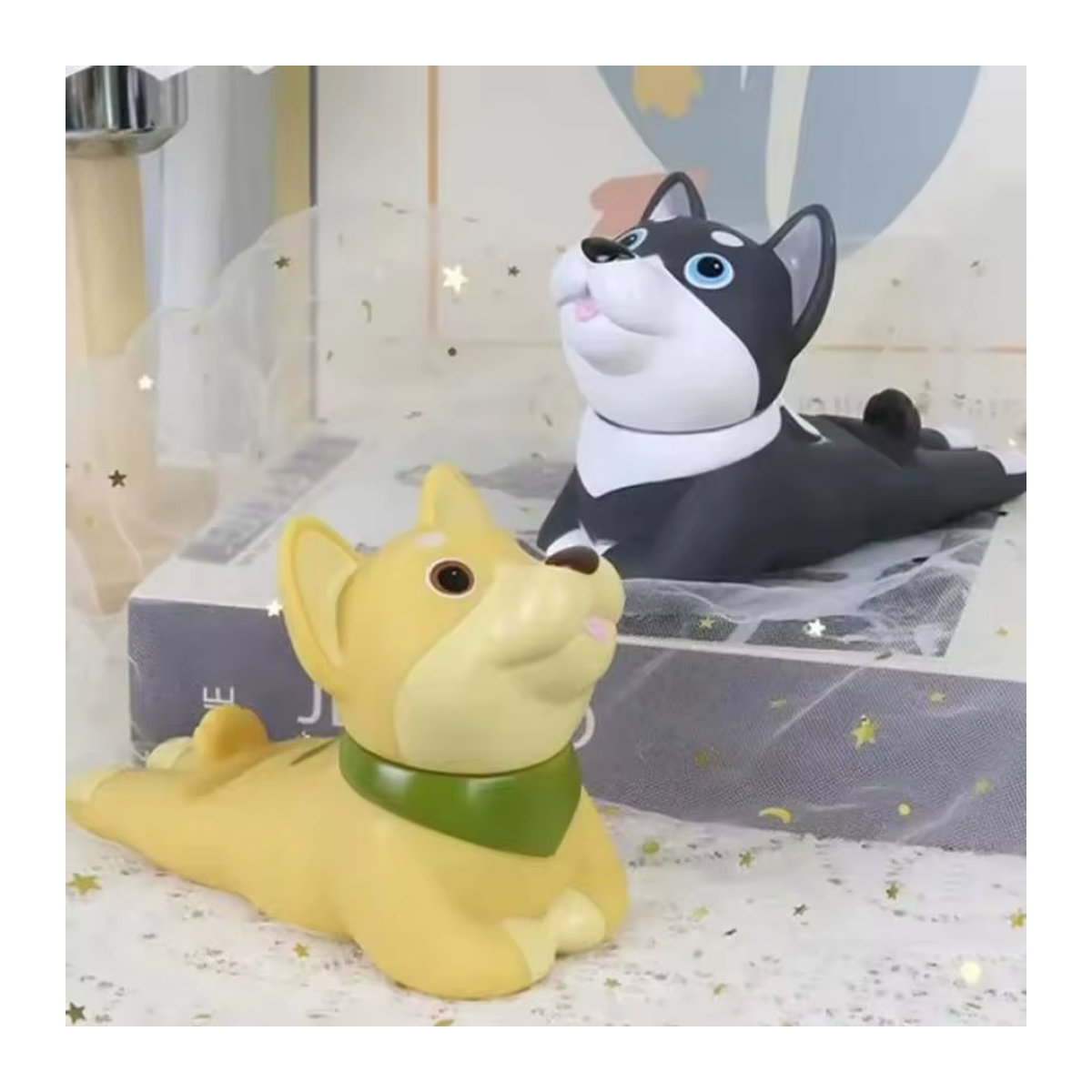 HUA HUA Niedlicher Vinyl-Telefonhalter in Tierform als Cartoon-Handyständer aus Kunststoff in Schwarz und Gelb - Bild 2
