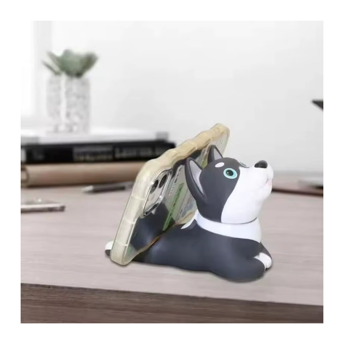 HUA HUA Niedlicher Vinyl-Telefonhalter in Tierform als Cartoon-Handyständer aus Kunststoff in Schwarz und Gelb - Bild 3