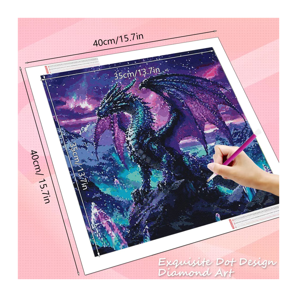 HUACAN 5D-Diamant-Kunstgemälde Drache Tier-Mosaik in Mehrfarbig, quadratisch oder rund für die Wandmontage - Bild 2