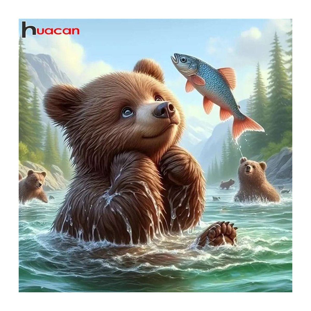 Huacan 5D Diamant Malerei DIY Mosaik Set mit Cartoon Bär in Mehrfarbig - Bild 1