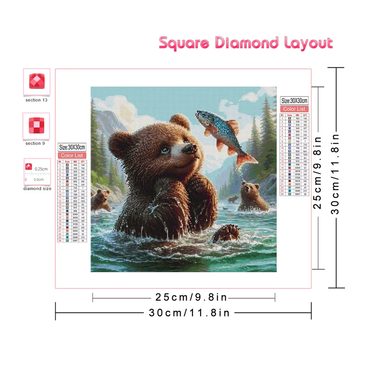Huacan 5D Diamant Malerei DIY Mosaik Set mit Cartoon Bär in Mehrfarbig - Bild 2