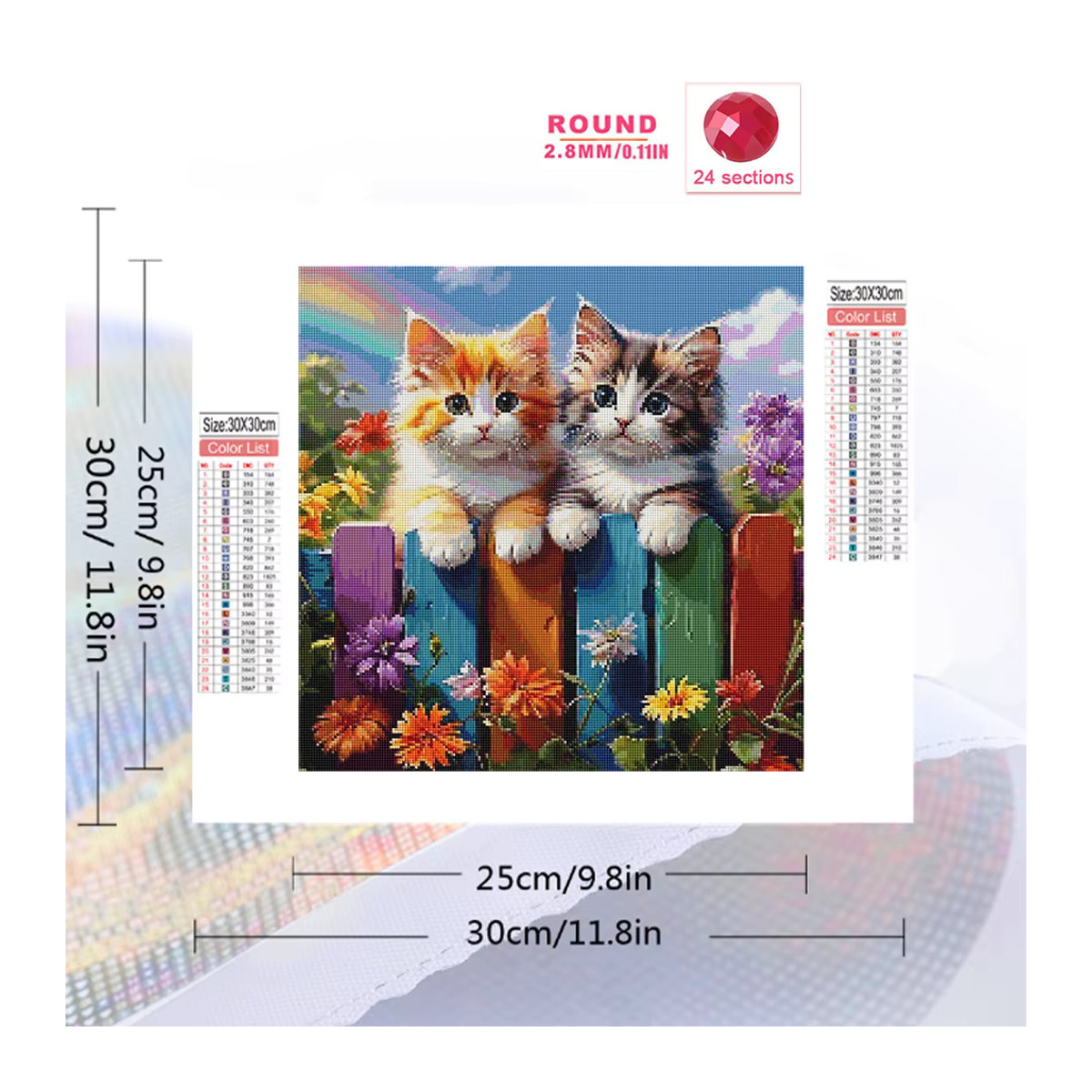 Huacan 5D Diamant-Mosaik Bastelset mit Katzen-Motiv in Regenbogen-Farben zur Wanddekoration - Bild 2
