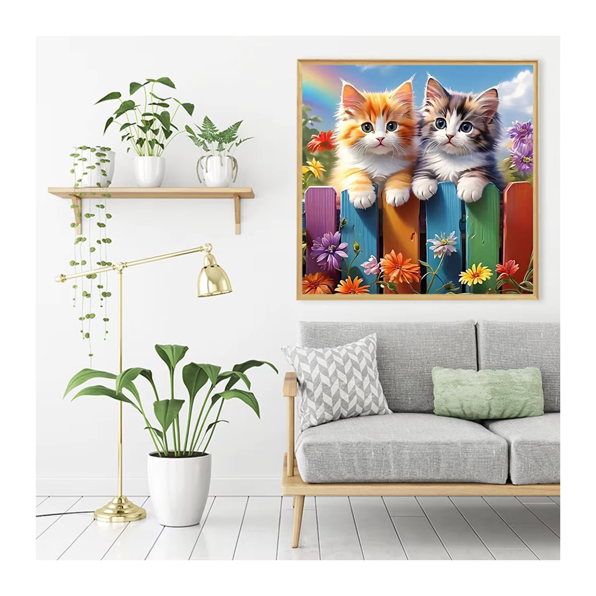 Huacan 5D Diamant-Mosaik Bastelset mit Katzen-Motiv in Regenbogen-Farben zur Wanddekoration - Bild 3