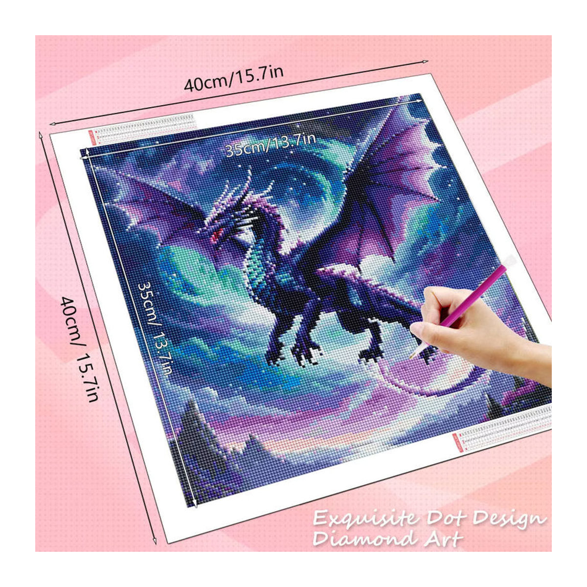 HUACAN 5D Diamantgemälde Drache zum Selbermachen mit Rundsteinen in Mehrfarbig als Wanddekoration - Bild 2