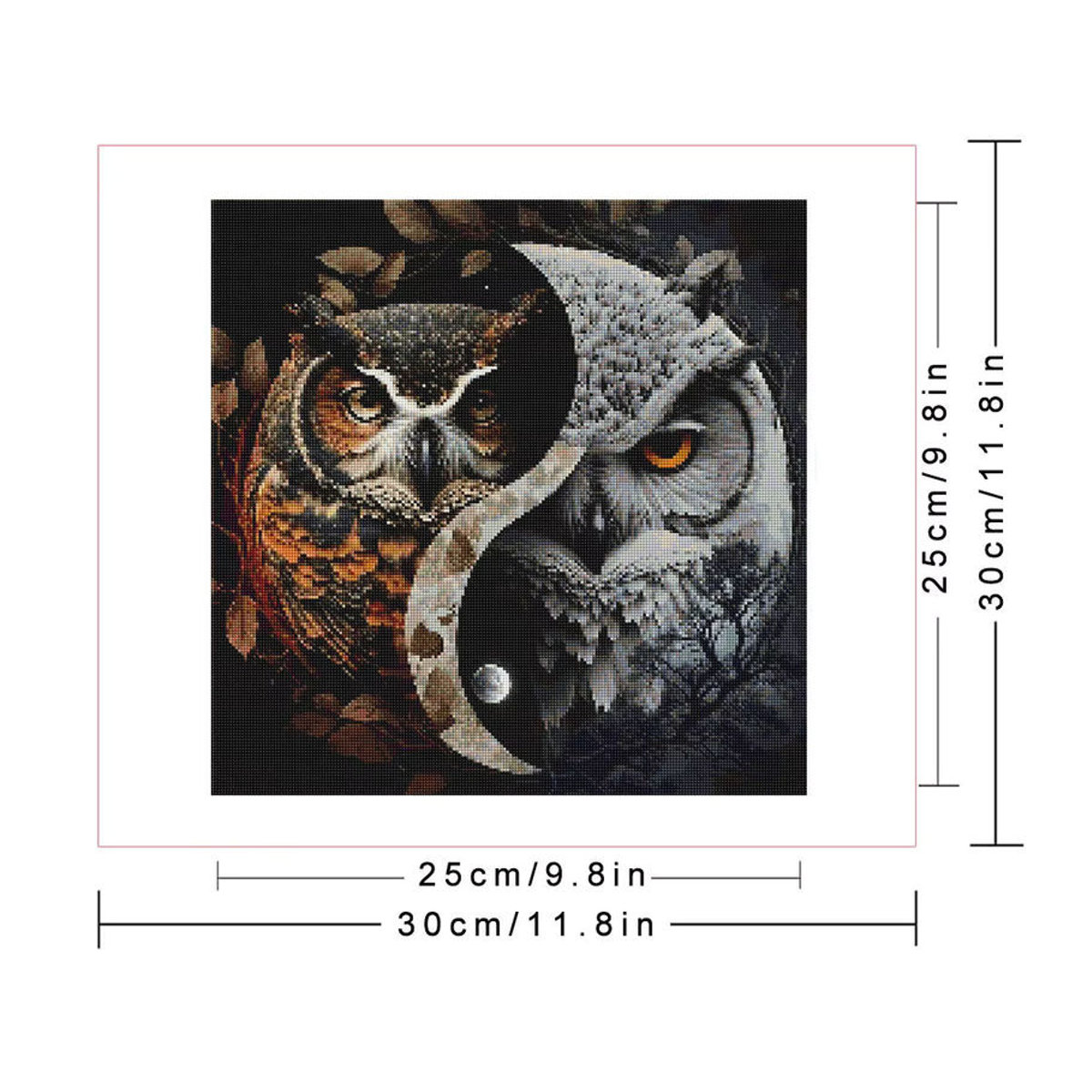 Huacan 5D-Diamantgemälde Eule als mehrfarbiges Tier-Mosaik zur Wanddekoration in runder Form - Bild 2