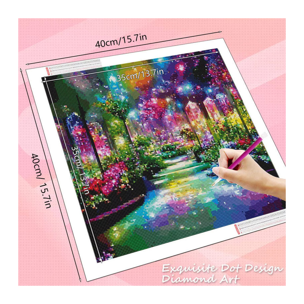 HUACAN 5D-Diamantgemälde Fantasy-Landschaft mit Baum als mehrfarbige Wanddekoration mit runden Bohrern - Bild 2