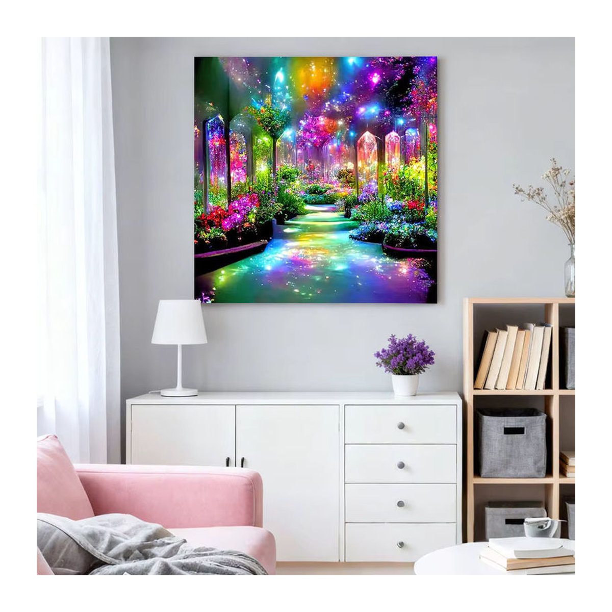 HUACAN 5D-Diamantgemälde Fantasy-Landschaft mit Baum als mehrfarbige Wanddekoration mit runden Bohrern - Bild 3