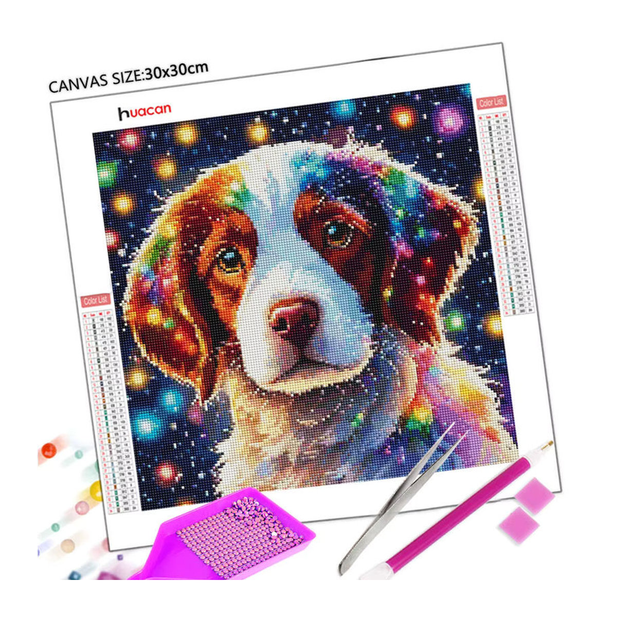 Huacan 5D-Diamantgemälde Hund als dekoratives Tier-Stickerei-Set in Mehrfarbig mit runden Diamanten - Bild 2