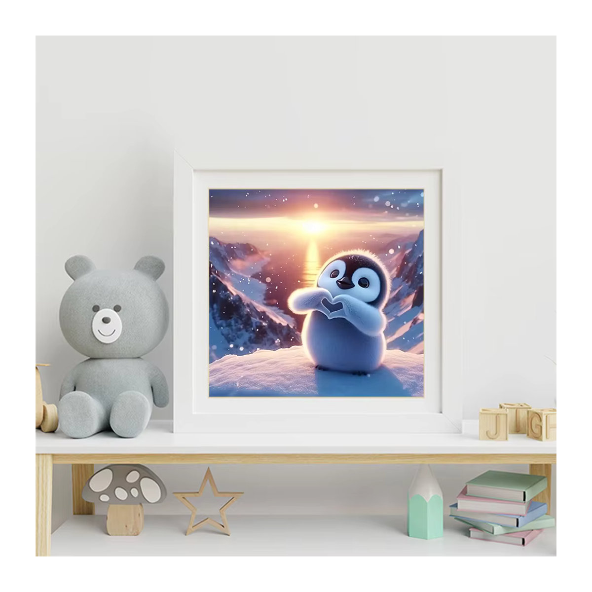 HUACAN 5D-Diamantgemälde Pinguin Mosaik DIY Tier Set in Mehrfarbig mit runder Ausführung - Bild 3