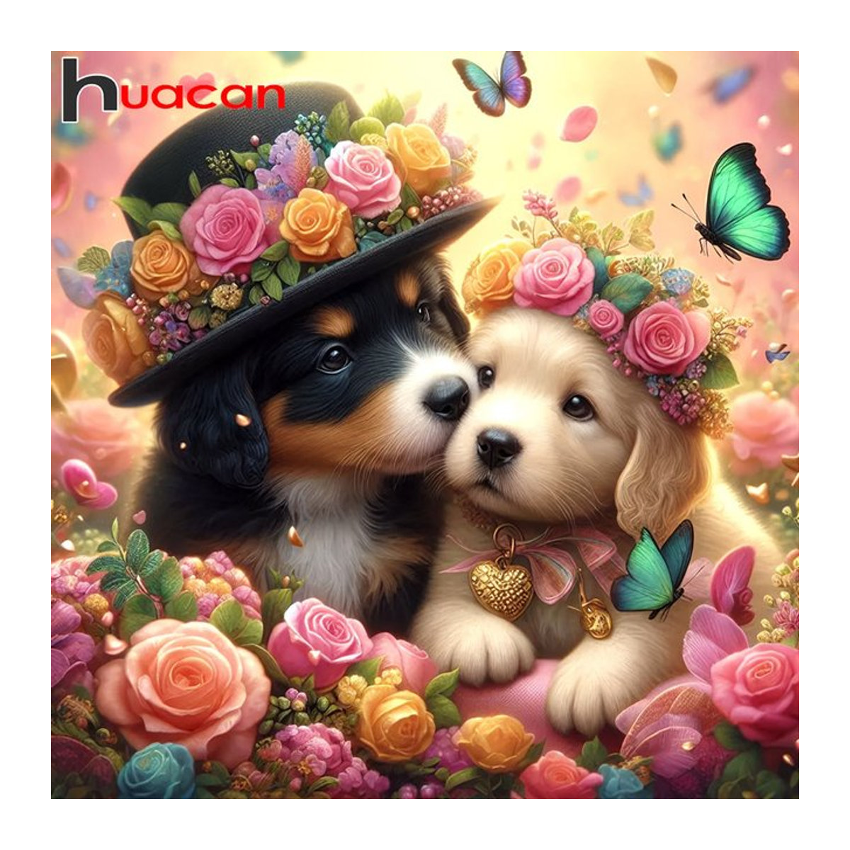 Huacan 5D Diamantgemälde Set mit floralem Rosenmotiv, rundes Mosaik in Mehrfarbig zur Wandmontage - Bild 1