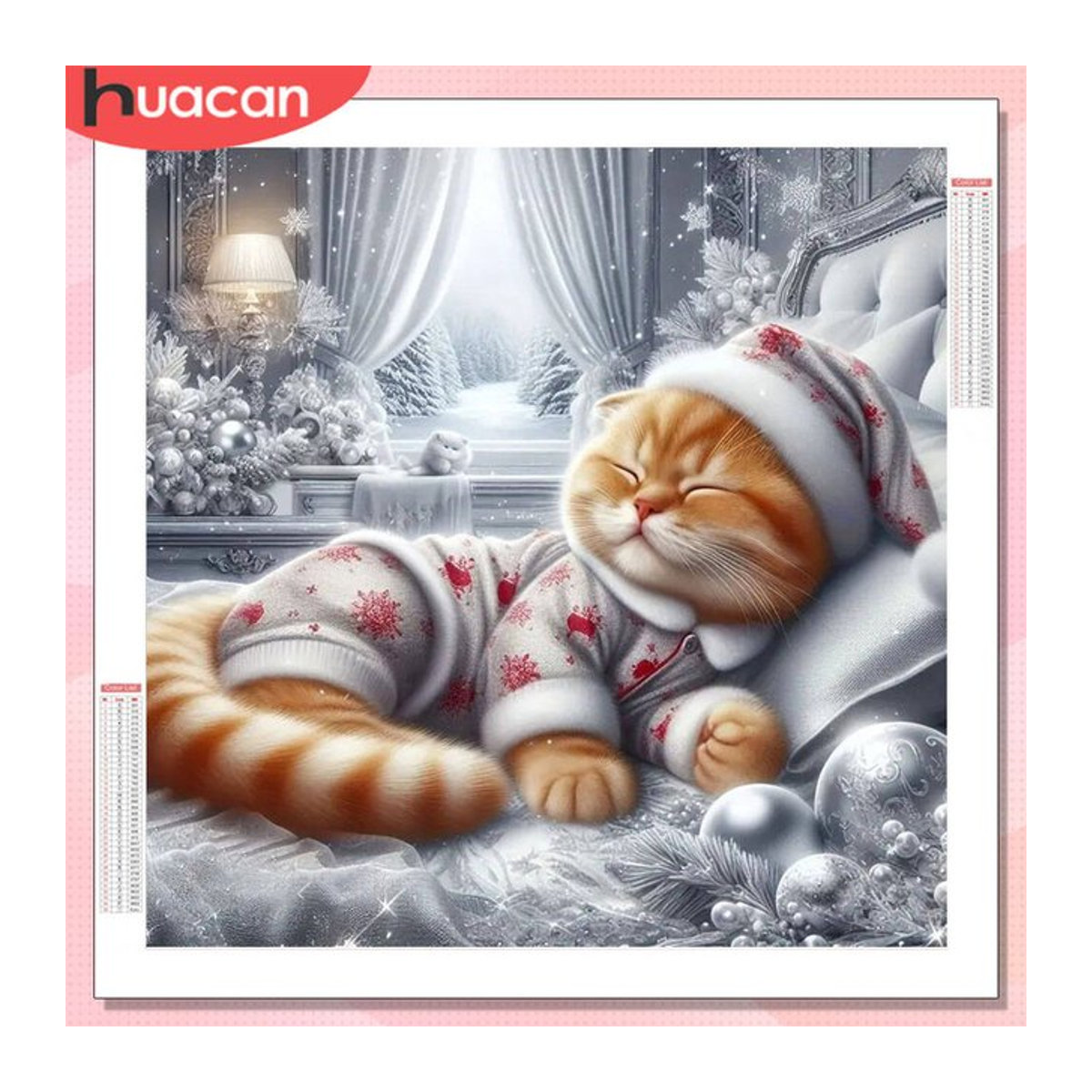 HUACAN 5D Diamantgemälde Weihnachten Katze als Wanddekoration in Mehrfarbig und Rund - Bild 1