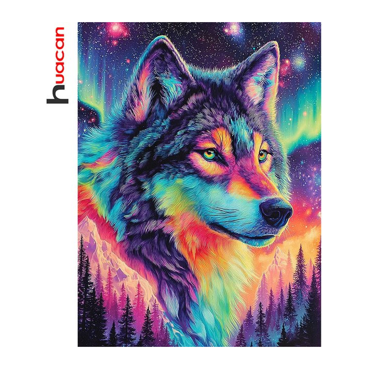 Huacan 5D-Diamantgemälde zum Selbermachen Wolf im Sternenhimmel Mehrfarbig - Bild 1