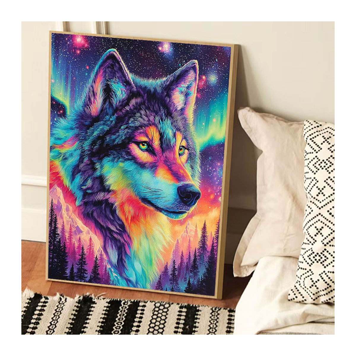 Huacan 5D-Diamantgemälde zum Selbermachen Wolf im Sternenhimmel Mehrfarbig - Bild 3