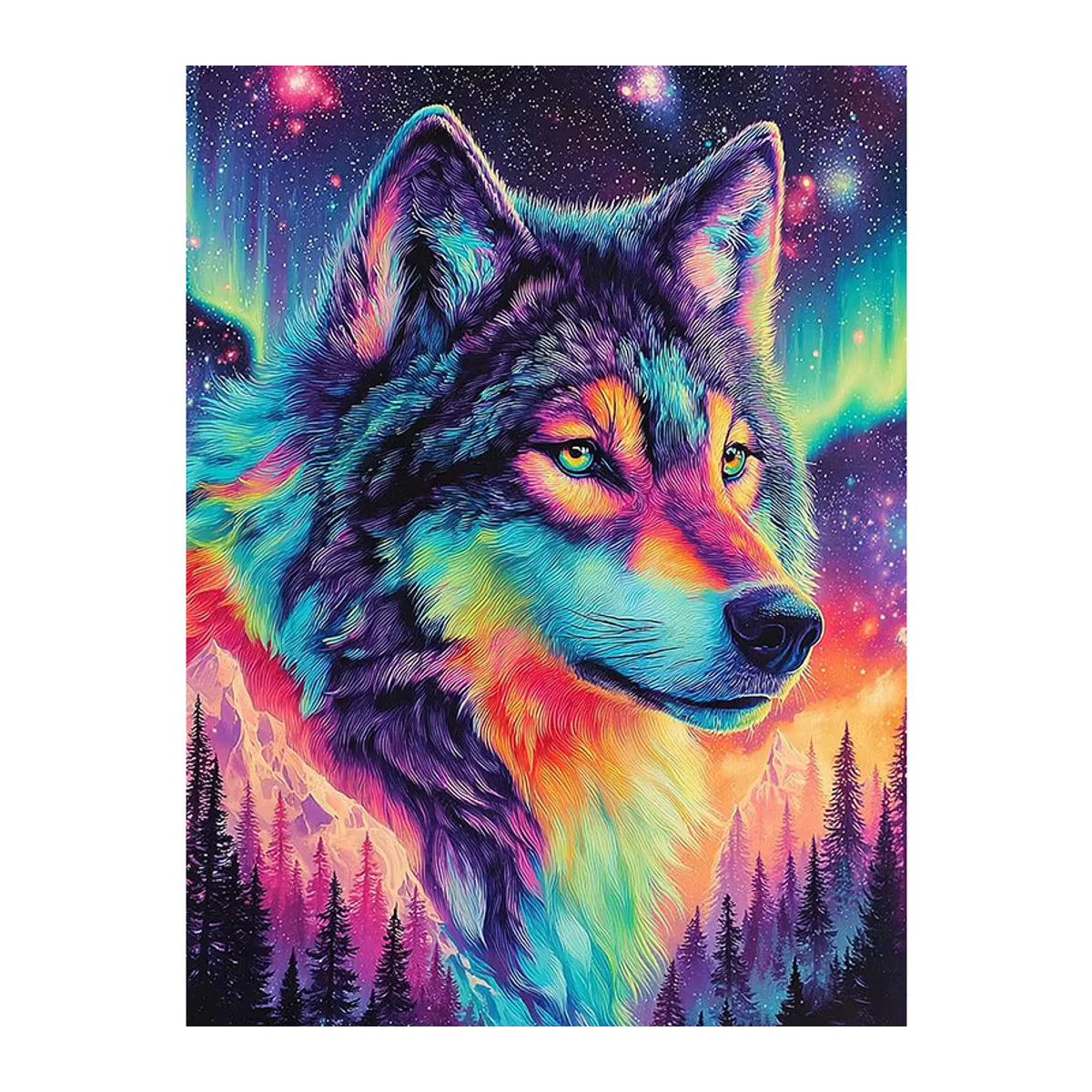 Huacan 5D-Diamantgemälde zum Selbermachen Wolf im Sternenhimmel Mehrfarbig - Bild 4