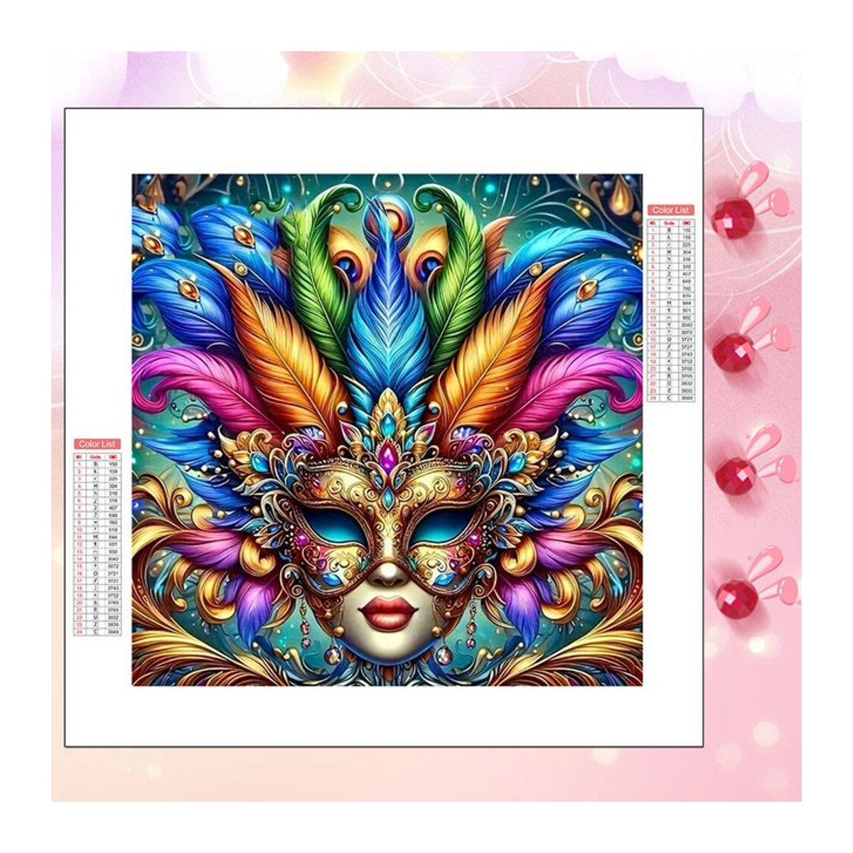 HUACAN 5D Diamantmalerei Frauen Porträt Maske als DIY Mosaik Wanddekoration in Mehrfarbig - Bild 1