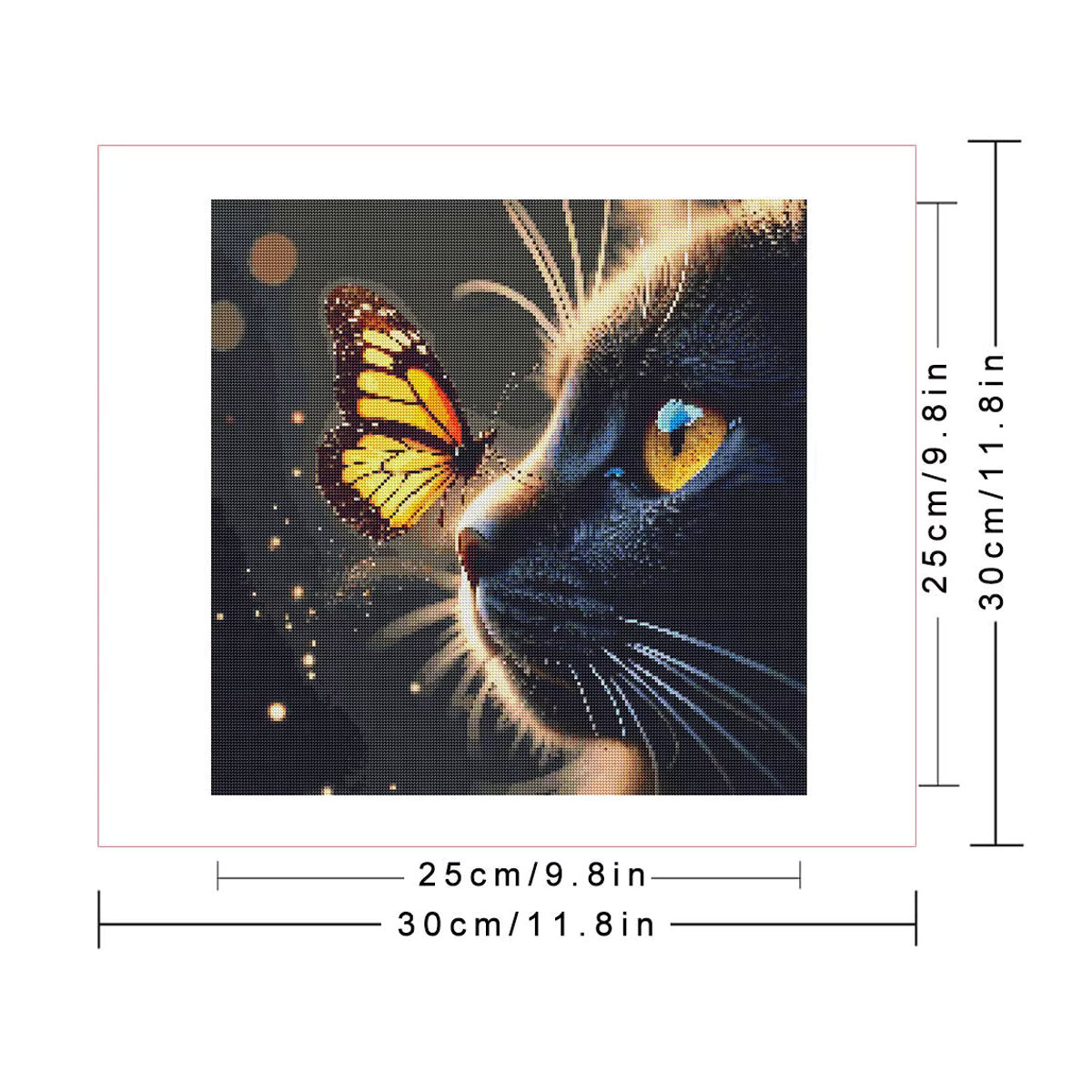 Huacan 5D Diamantmalerei Katze und Schmetterling mit Rundbohrern, mehrfarbig - Bild 2
