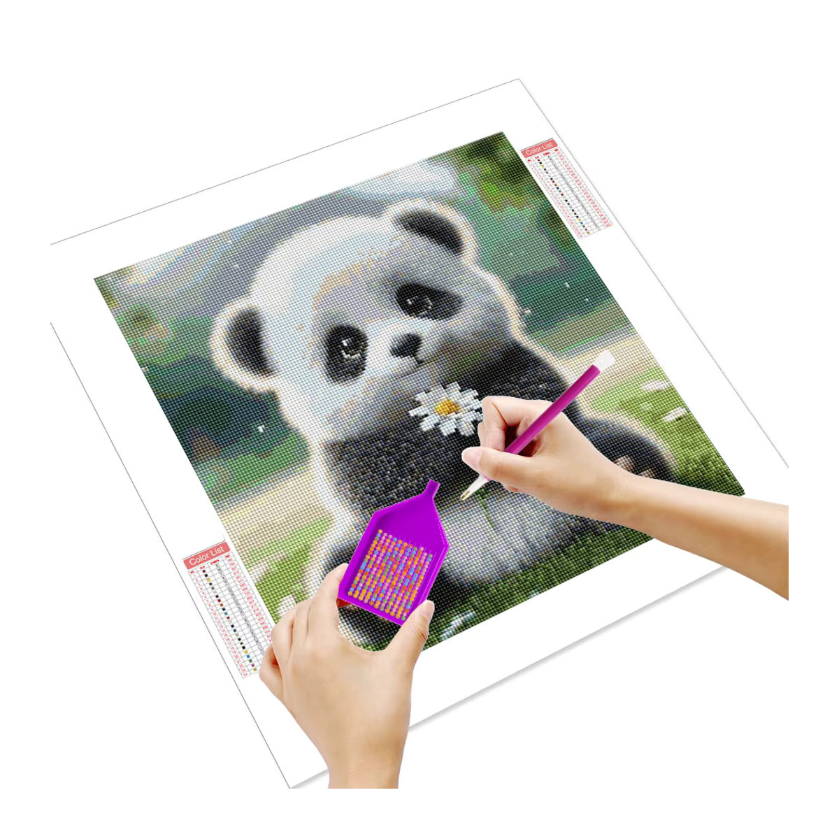 HUACAN 5D-DIY-Diamant-Stickerei-Set Panda beim Bambusessen als mehrfarbiges Mosaikbild auf Leinwand - Bild 2