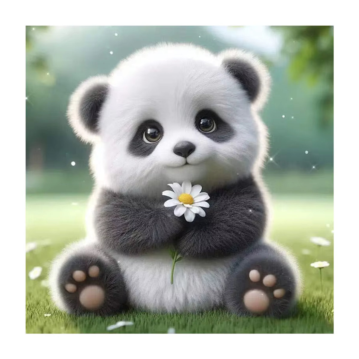 HUACAN 5D-DIY-Diamant-Stickerei-Set Panda beim Bambusessen als mehrfarbiges Mosaikbild auf Leinwand - Bild 4