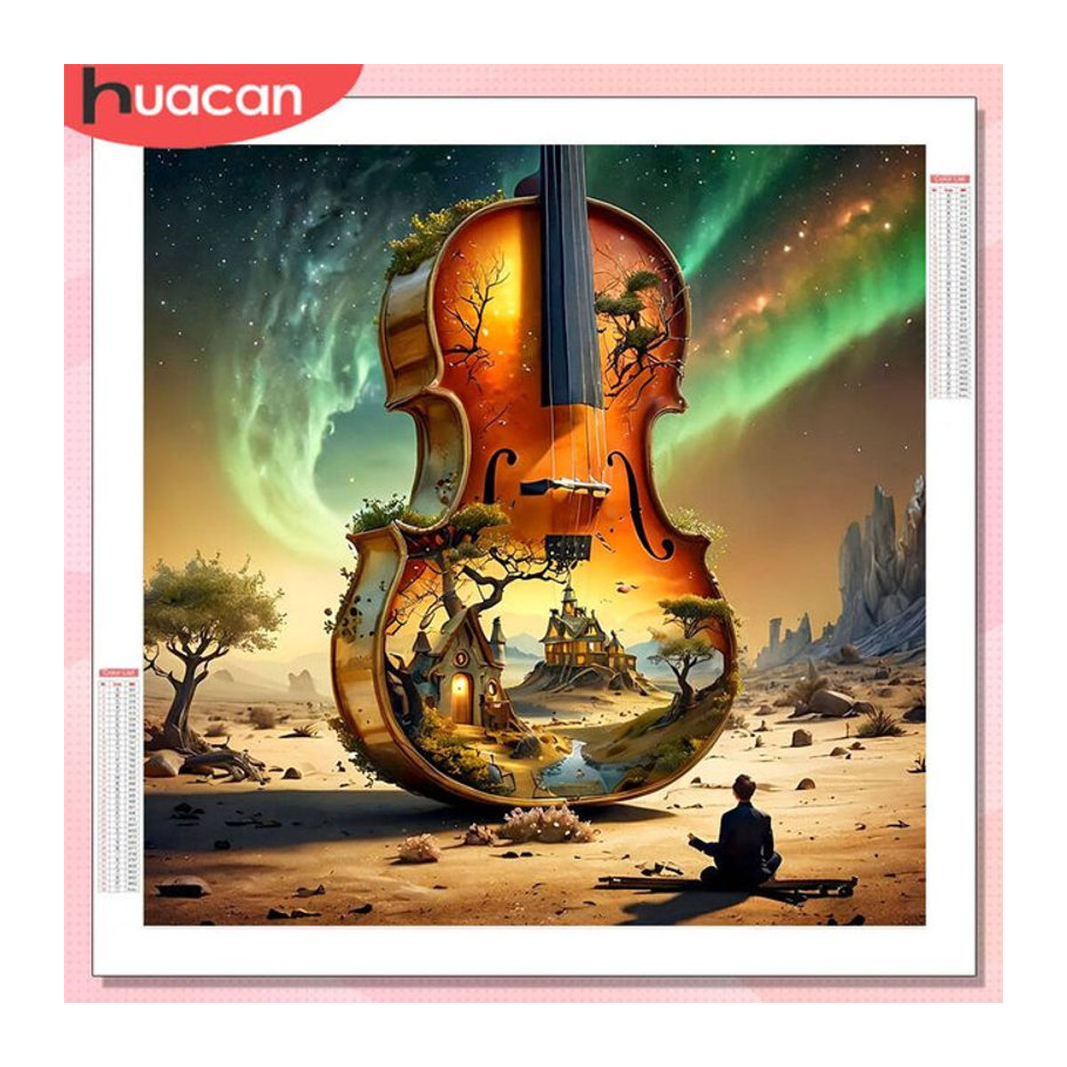 HUACAN 5D DIY Diamantmalerei Aurora Violine Winterlandschaft als mehrfarbiges Mosaik Wanddeko - Bild 1