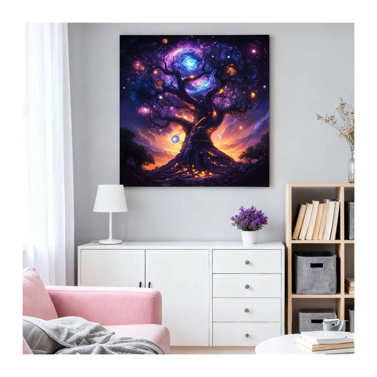 HUACAN 5D DIY Diamantmalerei Baum Landschaft mit Sternenhimmel als abstrakte Wanddekoration in Mehrfarbig für Erwachsene - Bild 3