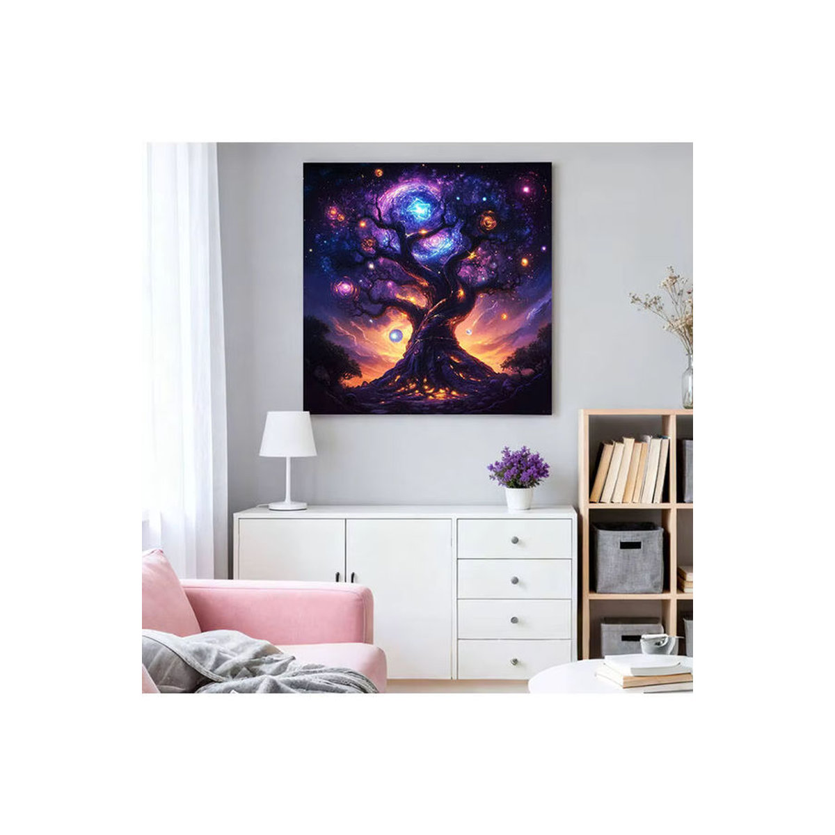 HUACAN 5D DIY Diamantmalerei Baum Landschaft mit Sternenhimmel als abstrakte Wanddekoration in Mehrfarbig für Erwachsene - Bild 5