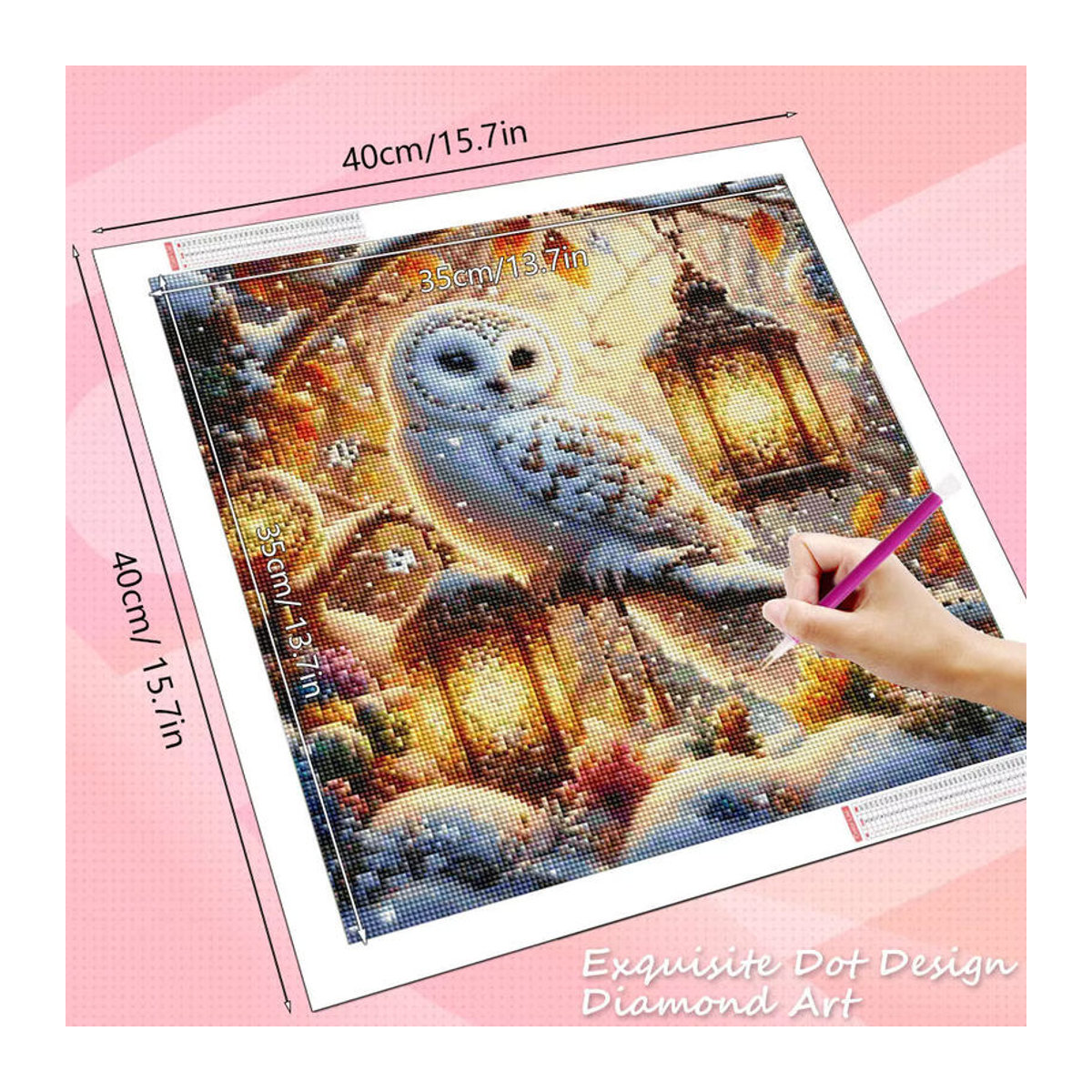 HUACAN 5D DIY Diamantmalerei Eule als Wanddekoration im Bohemian Stil, mehrfarbiges Tier-Mosaik mit vollen Bohrern - Bild 2