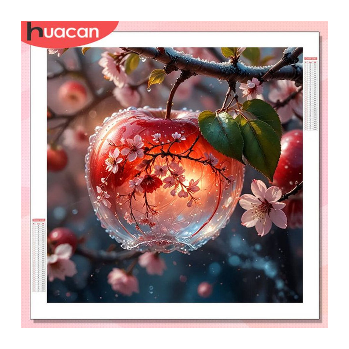 HUACAN 5D DIY Diamantmalerei Kirschblüte und Apfel Landschaft als mehrfarbiges Diamant-Mosaik zur Wanddekoration - Bild 1