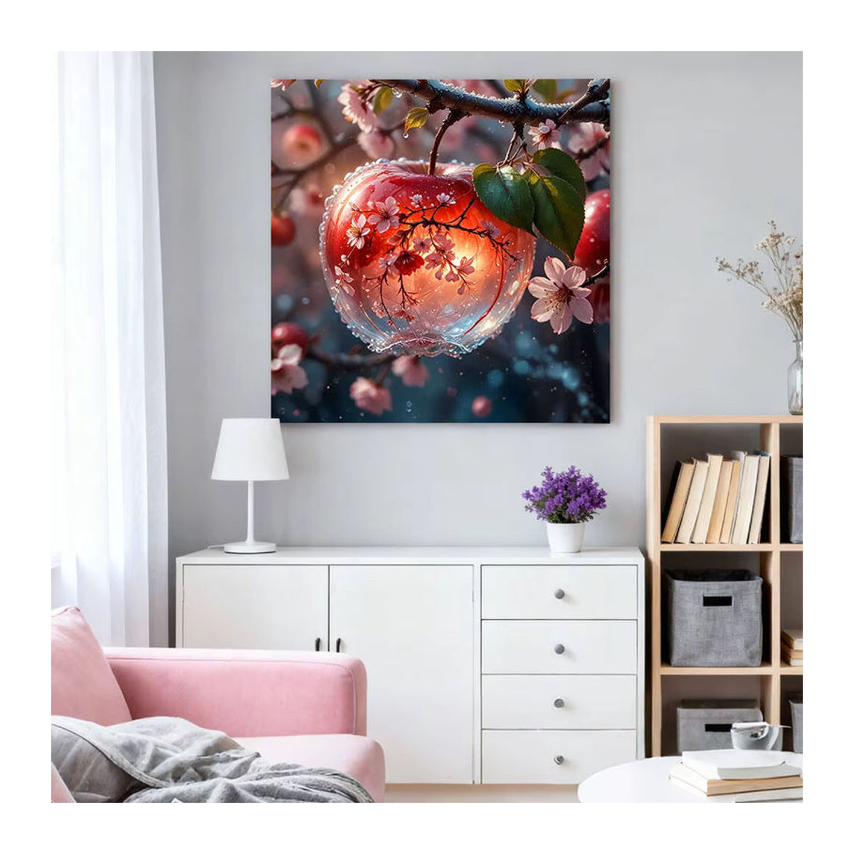 HUACAN 5D DIY Diamantmalerei Kirschblüte und Apfel Landschaft als mehrfarbiges Diamant-Mosaik zur Wanddekoration - Bild 3