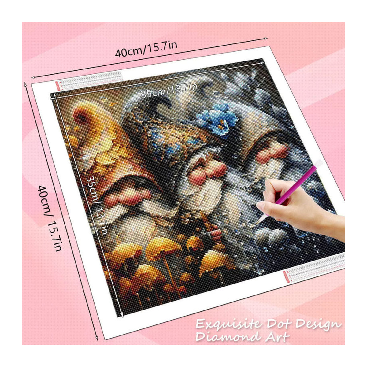 HUACAN 5D DIY Diamantmalerei Kobold Zwerg Cartoon Mosaik Strass Bild mehrfarbig - Bild 2
