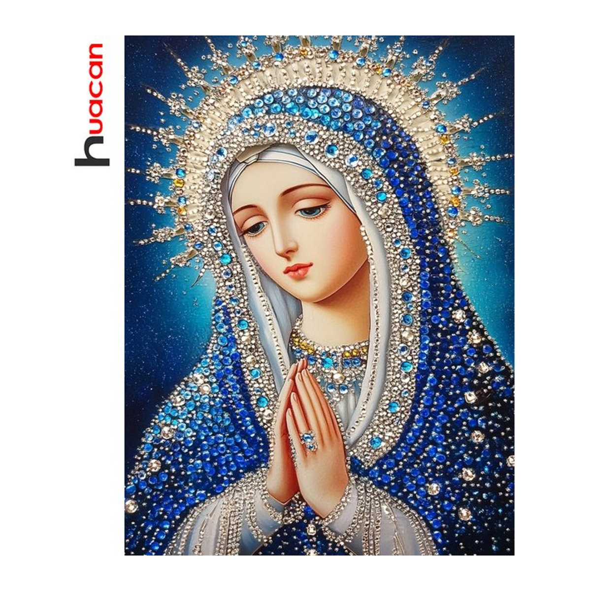 Huacan 5D DIY Diamantmalerei Porträt mit vollen Bohrern als Mosaik-Stickerei in Blau - Bild 1