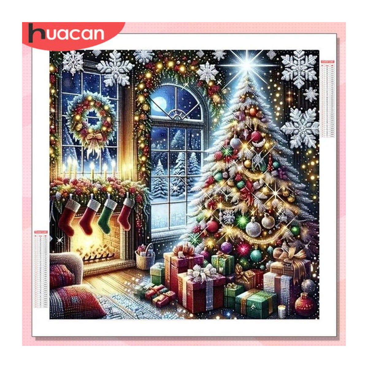 HUACAN 5D DIY Diamantmalerei Weihnachten Baum Landschaft, mehrfarbig, quadratisch, rahmenlos - Bild 1