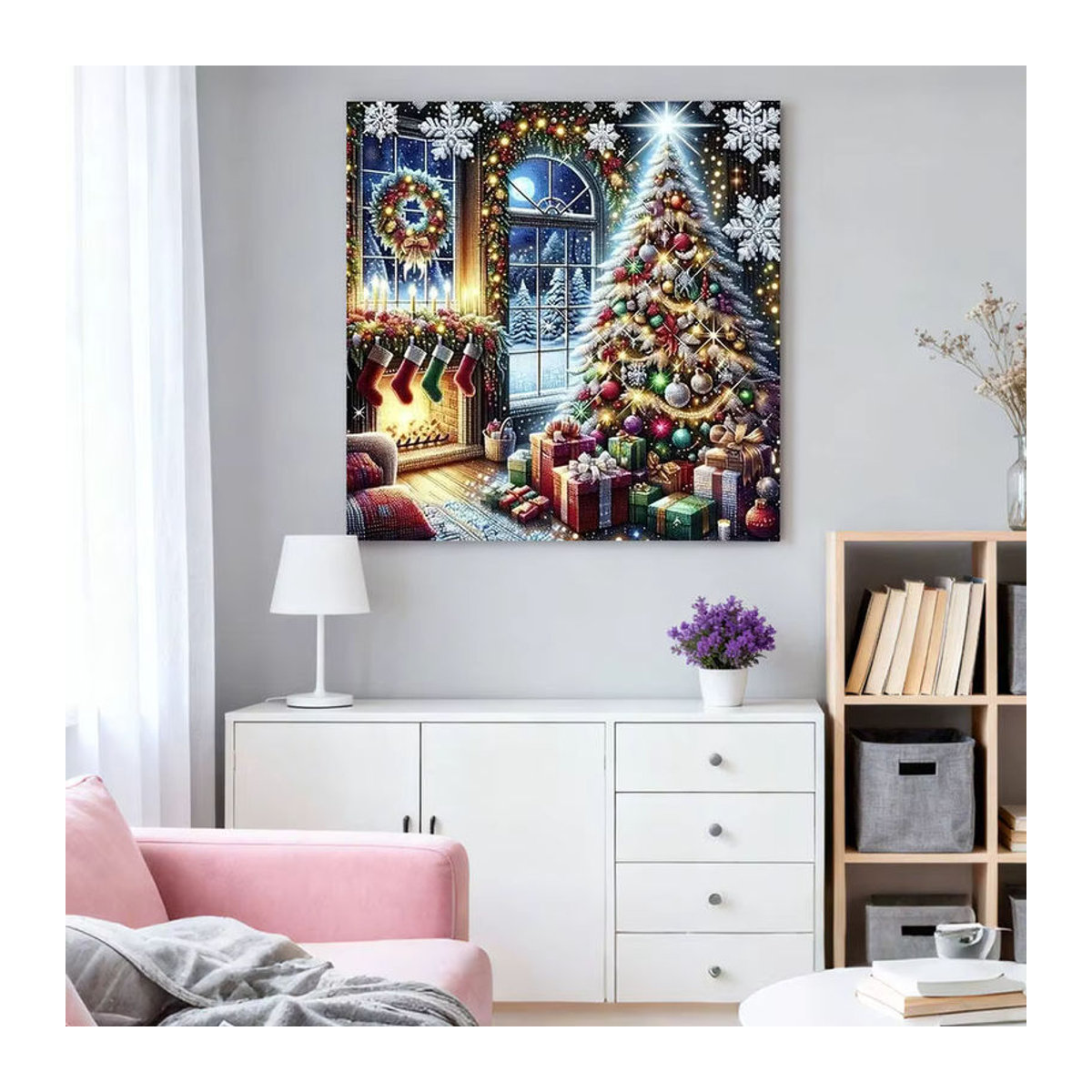 HUACAN 5D DIY Diamantmalerei Weihnachten Baum Landschaft, mehrfarbig, quadratisch, rahmenlos - Bild 3