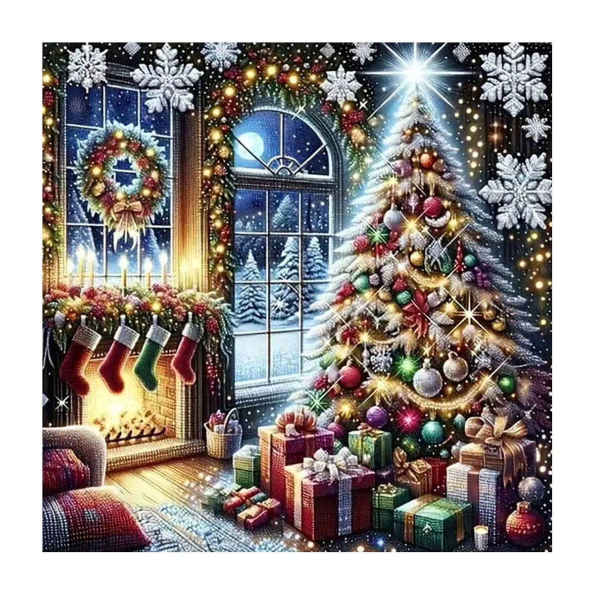 HUACAN 5D DIY Diamantmalerei Weihnachten Baum Landschaft, mehrfarbig, quadratisch, rahmenlos - Bild 5